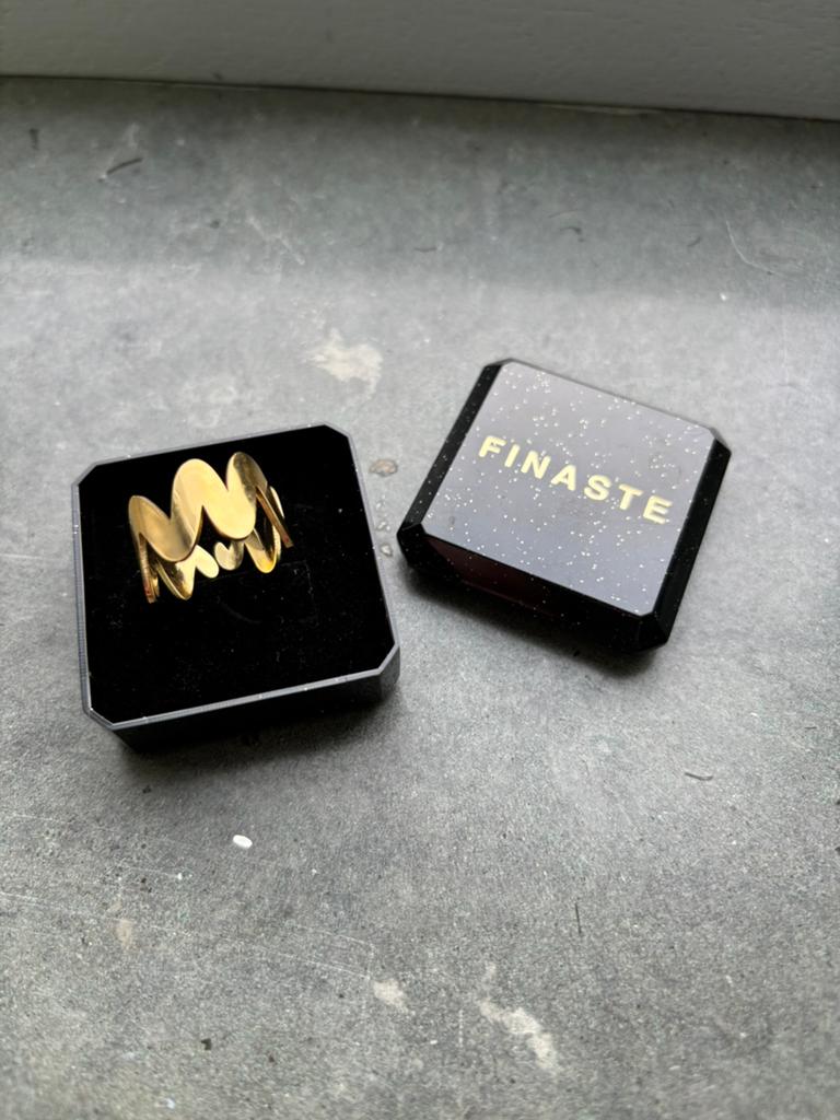 Nieuwe ring Finaste golf patroon goud verstelbaar, Nieuw, Ophalen of Verzenden, Dame, Goud