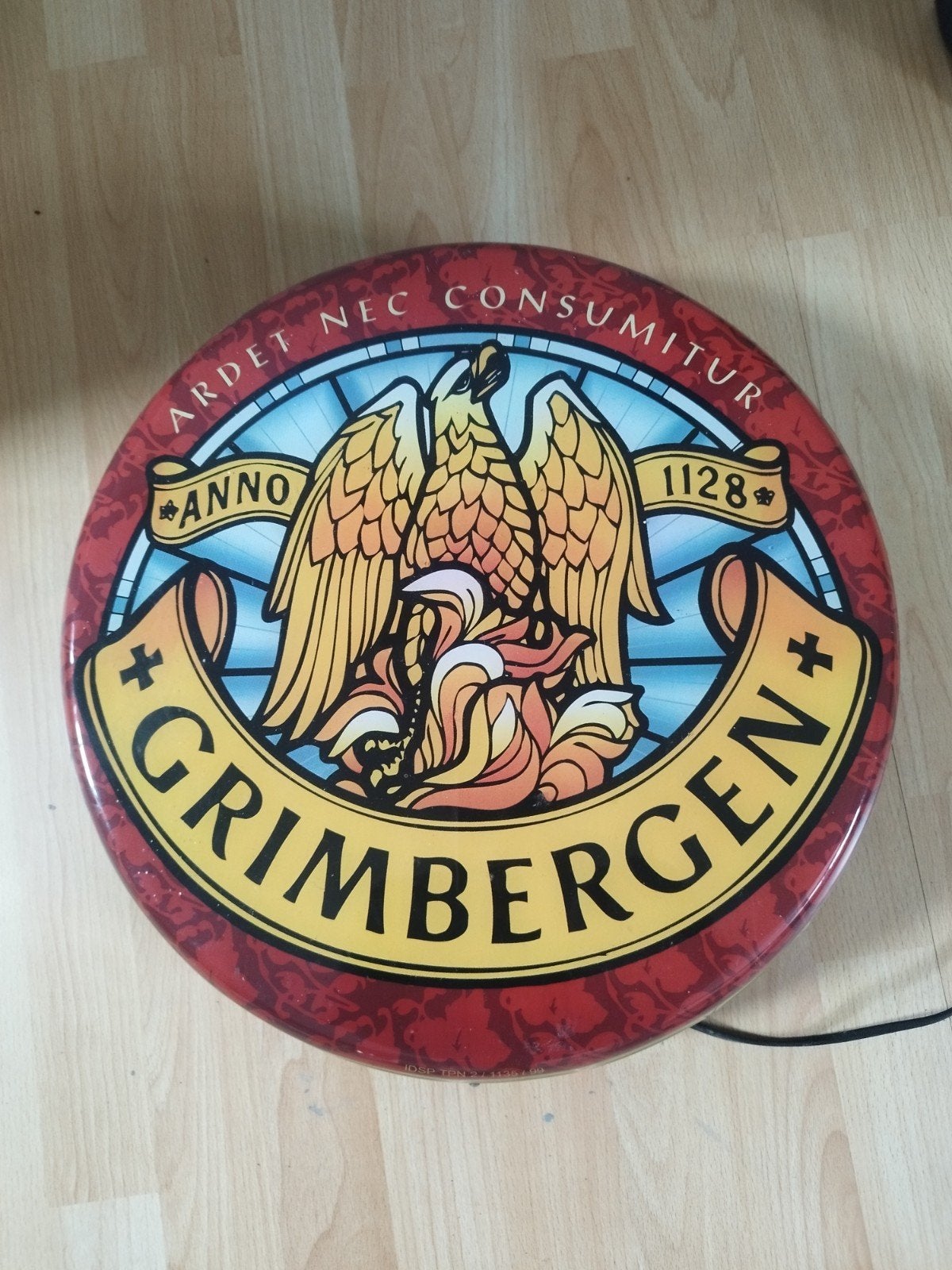 Grimbergen Lichtreclame  ..diameter ongeveer 40 cm, Verzamelen, Merken en Reclamevoorwerpen, Ophalen, Gebruikt, Reclamebord