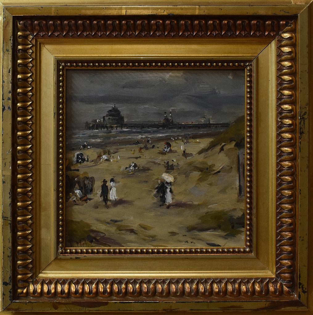 L.Meijs Scheveningen strand met de Pier., Antiek en Kunst, Kunst | Schilderijen | Klassiek, Verzenden