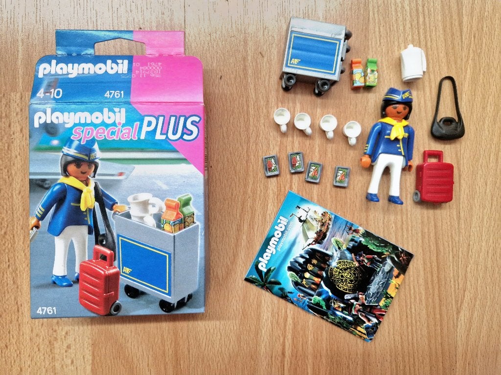 Playmobil 4761 Stewardess, trolley & bijbehorende verpakking, Complete set, Ophalen of Verzenden, Zo goed als nieuw, Figuren
