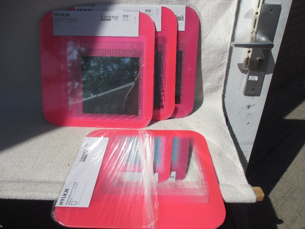 SET van 4 stuks Vintage roze spiegel [ HYLKJE / Ikea ] '90, Minder dan 50 cm, Nieuw, Ophalen of Verzenden, Minder dan 100 cm