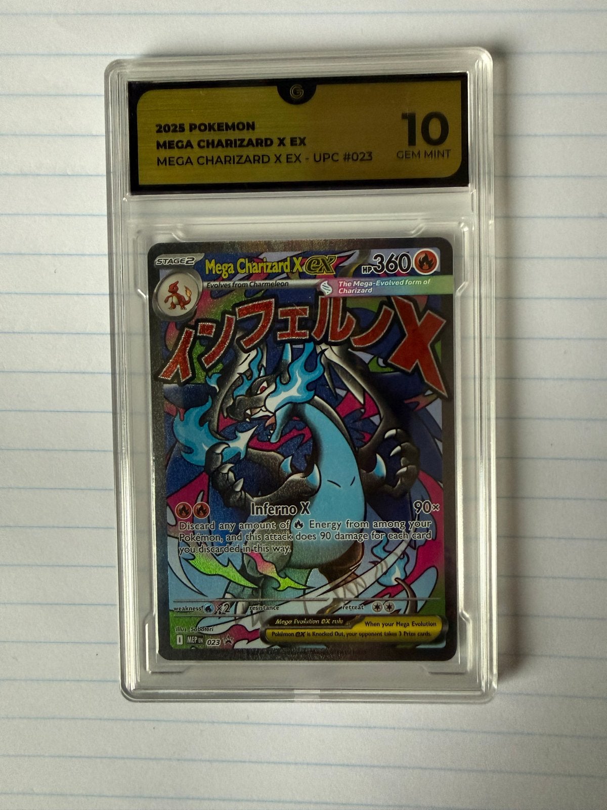 Mega Charizard X EX Pokemon kaart #023 - GG 10 GEM MINT, Ophalen of Verzenden, Nieuw, Losse kaart