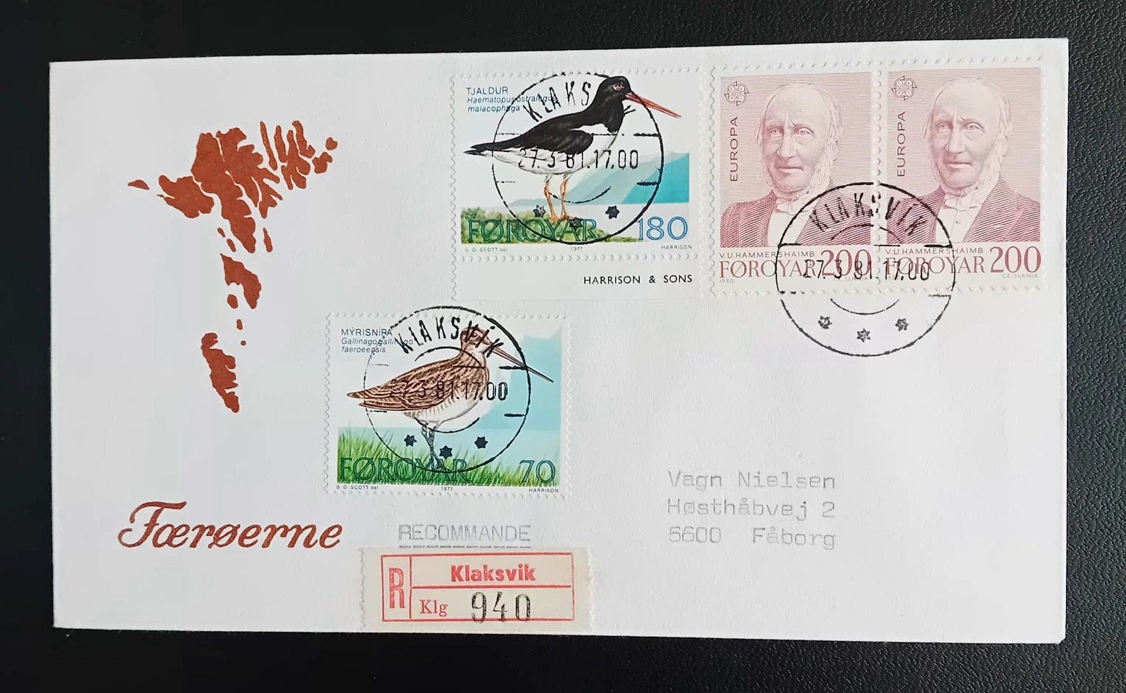 Faeröer   Fdc's vogels 3x, Ophalen of Verzenden, Gestempeld, Dier of Natuur