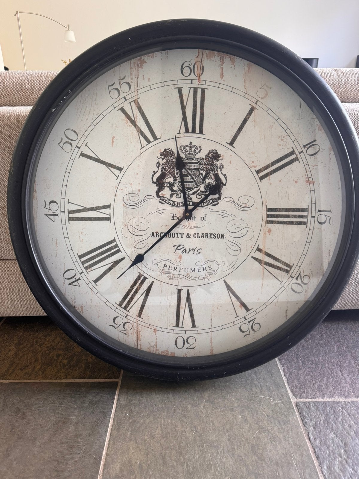 Grote ronde wand klok doorsnede 80cm zgan, Ophalen, Wandklok, Analoog, Werkt op batterijen