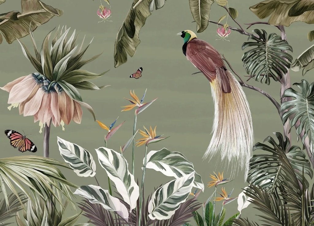 Tropisch Jungle Fotobehang met Paradijsvogel, Muurdeco4kids, Huis en Inrichting, Verzenden