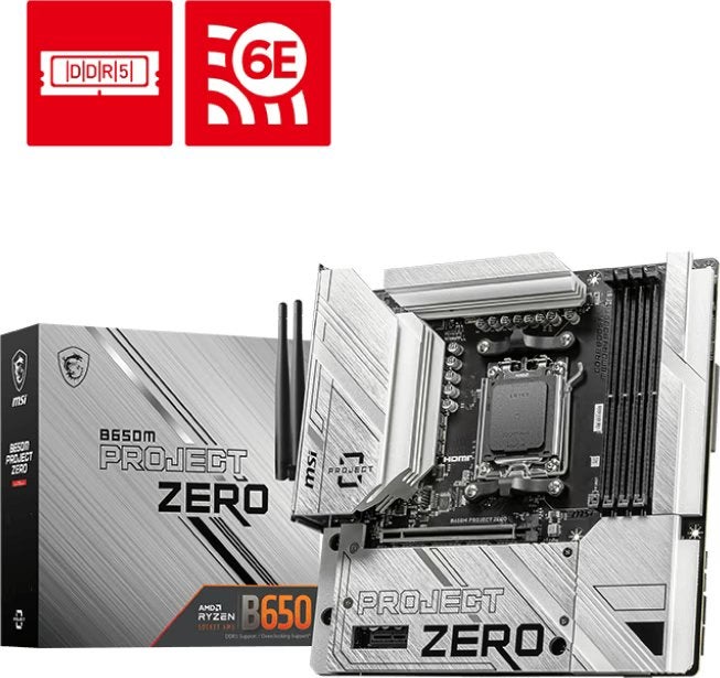 MSI B650M PROJECT ZERO AM5 back-connect moederbord, Ophalen of Verzenden, Zo goed als nieuw, Micro-ATX, DDR5