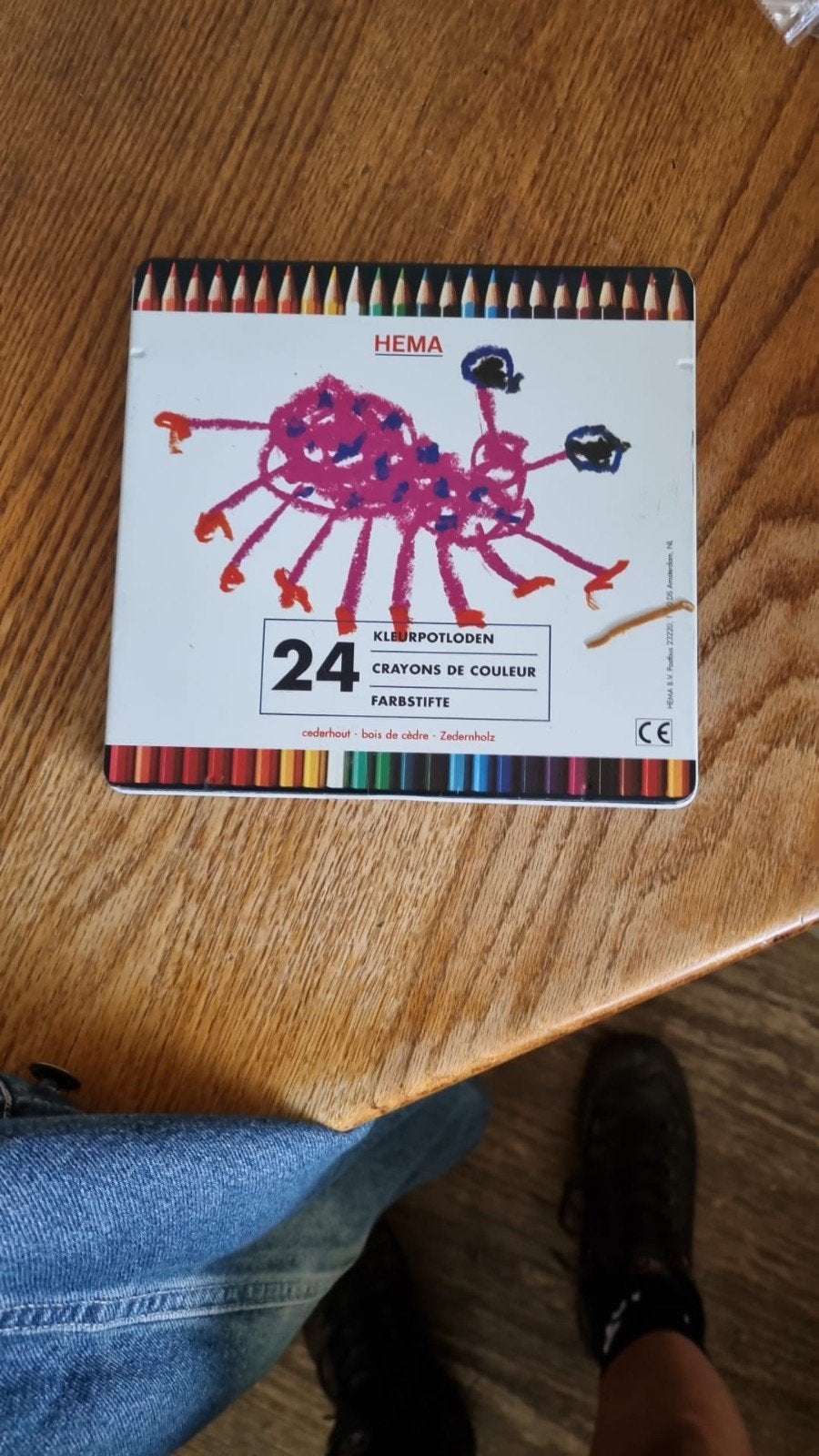 HEMA kleurpotloden in blik 24 stuks, Ophalen, Gebruikt, Potlood of Stift