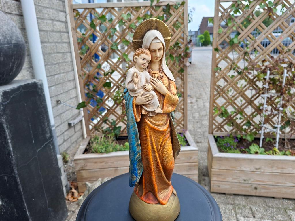 antiek mooi groter maria beeld met baby jezus goud look, Ophalen of Verzenden