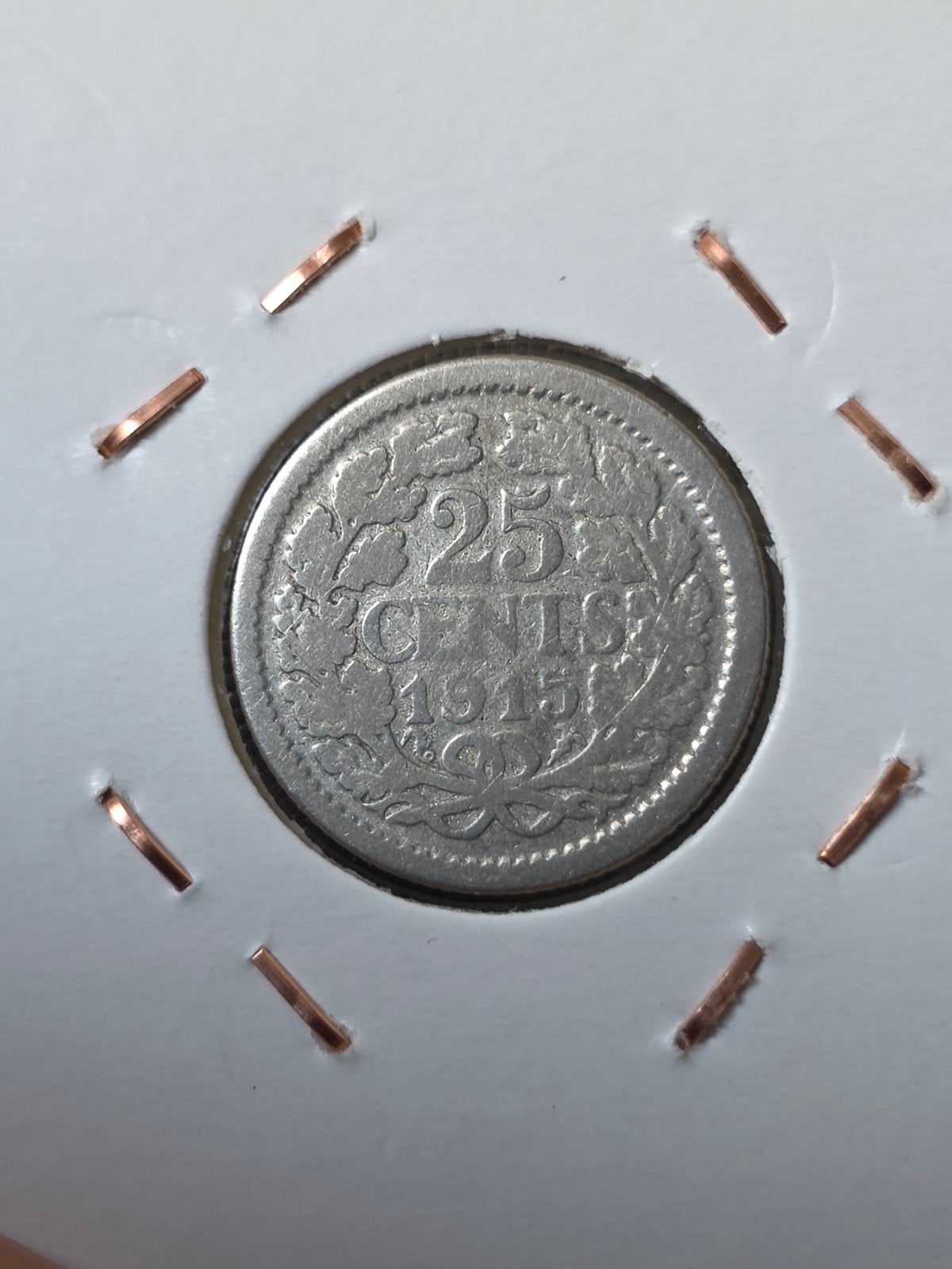 25 cent 1915 Nederland, Verzenden, Zilver, 25 cent, Koningin Wilhelmina