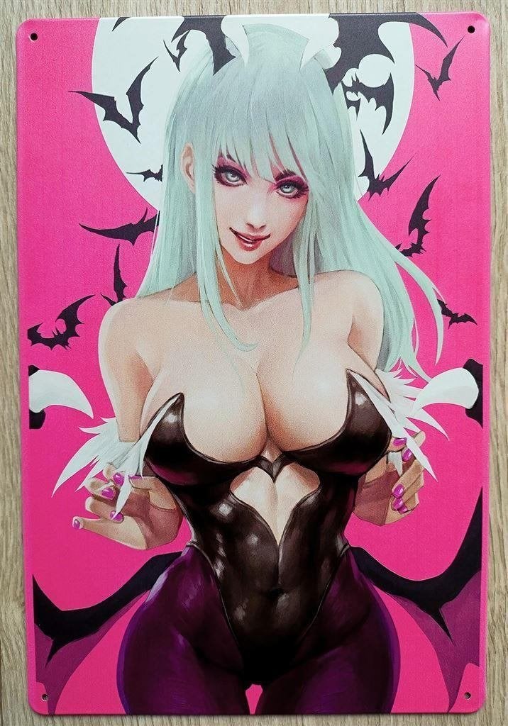 DARKSTALKERS MORRIGAN Sexy Metalen Game Wandbord, Verzamelen, Verzenden, Kuifje, Nieuw, Beeldje of Figuurtje