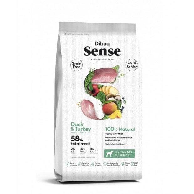 DIBAQ Sense Grain Free Light & Senior Duck & Turkey 12 kg, Dieren en Toebehoren, Dierenvoeding, Ophalen of Verzenden, Hond