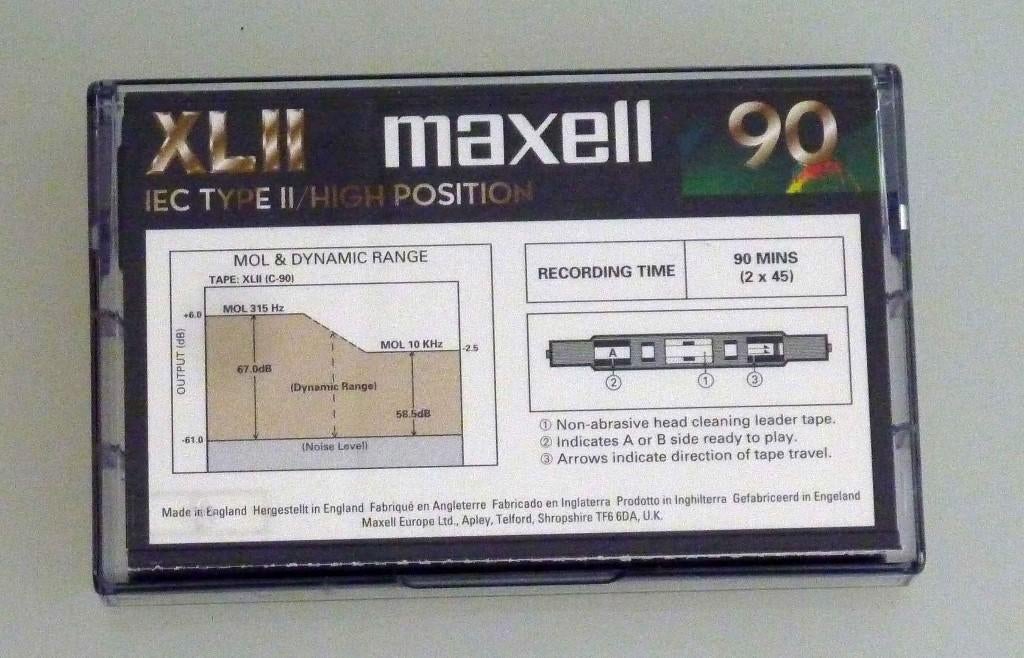 1 Maxell XLII 90 IEC Type II, High Position cassette C90, Verzenden, Gebruikt, Overige formaten