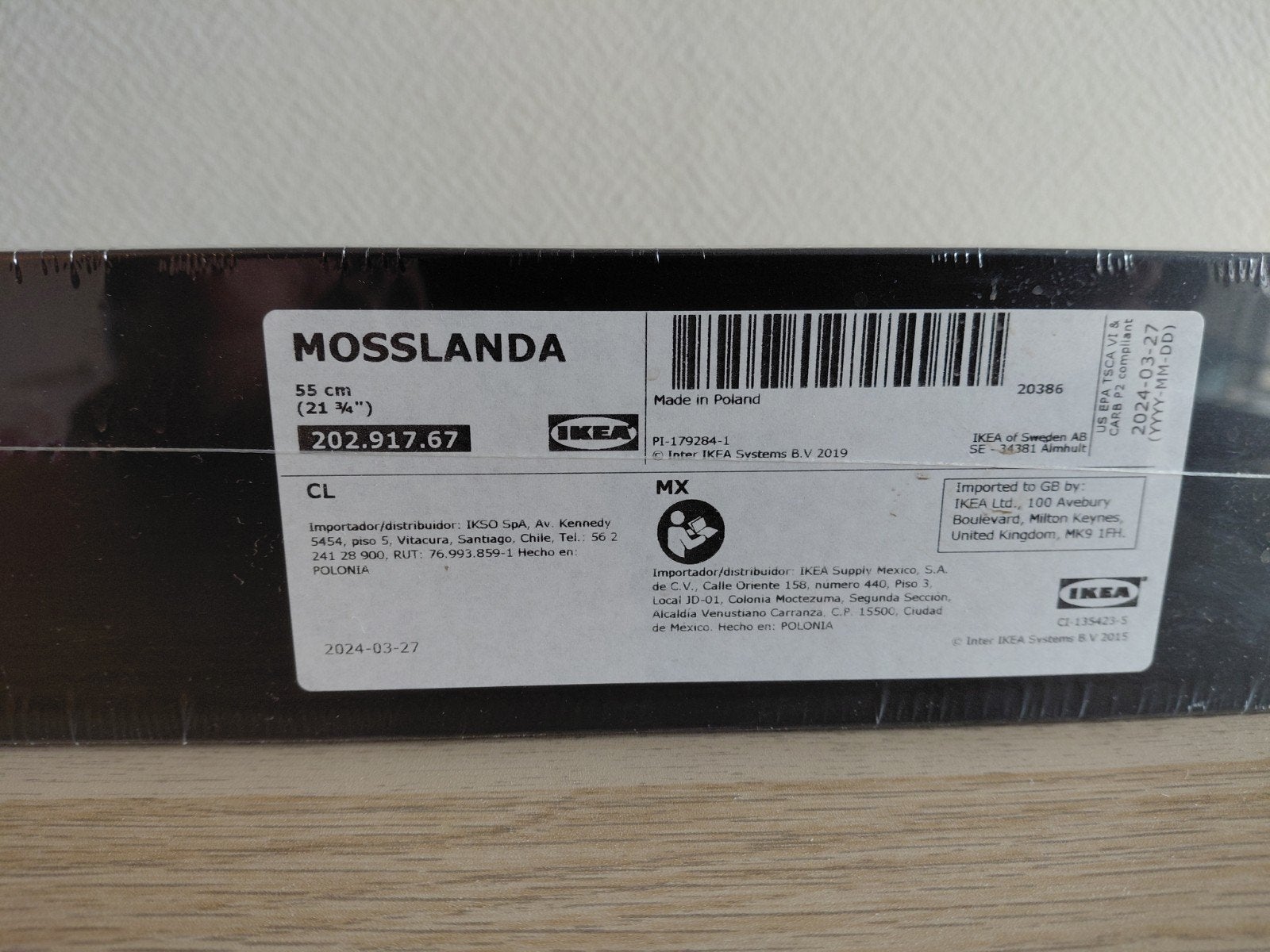 IKEA Mosslanda fotoplank (2 stuks) - Zwart, 55 cm, Ophalen, Nieuw