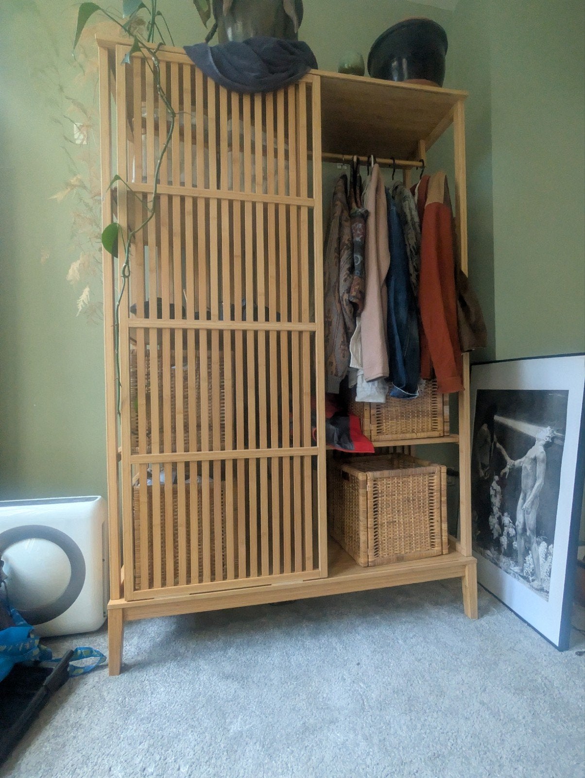 IKEA NORDKISA Open Kledingkast / Garderobekast – Bamboe, Ophalen, Overige materialen, 100 tot 150 cm, Zo goed als nieuw