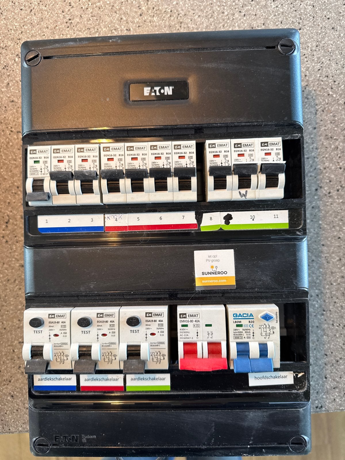 Eaton Groepenkast met Aardlekschakelaars en Hoofdschakelaar, Doe-het-zelf en Verbouw, Ophalen of Verzenden, Gebruikt, Eaton, Groepenkast