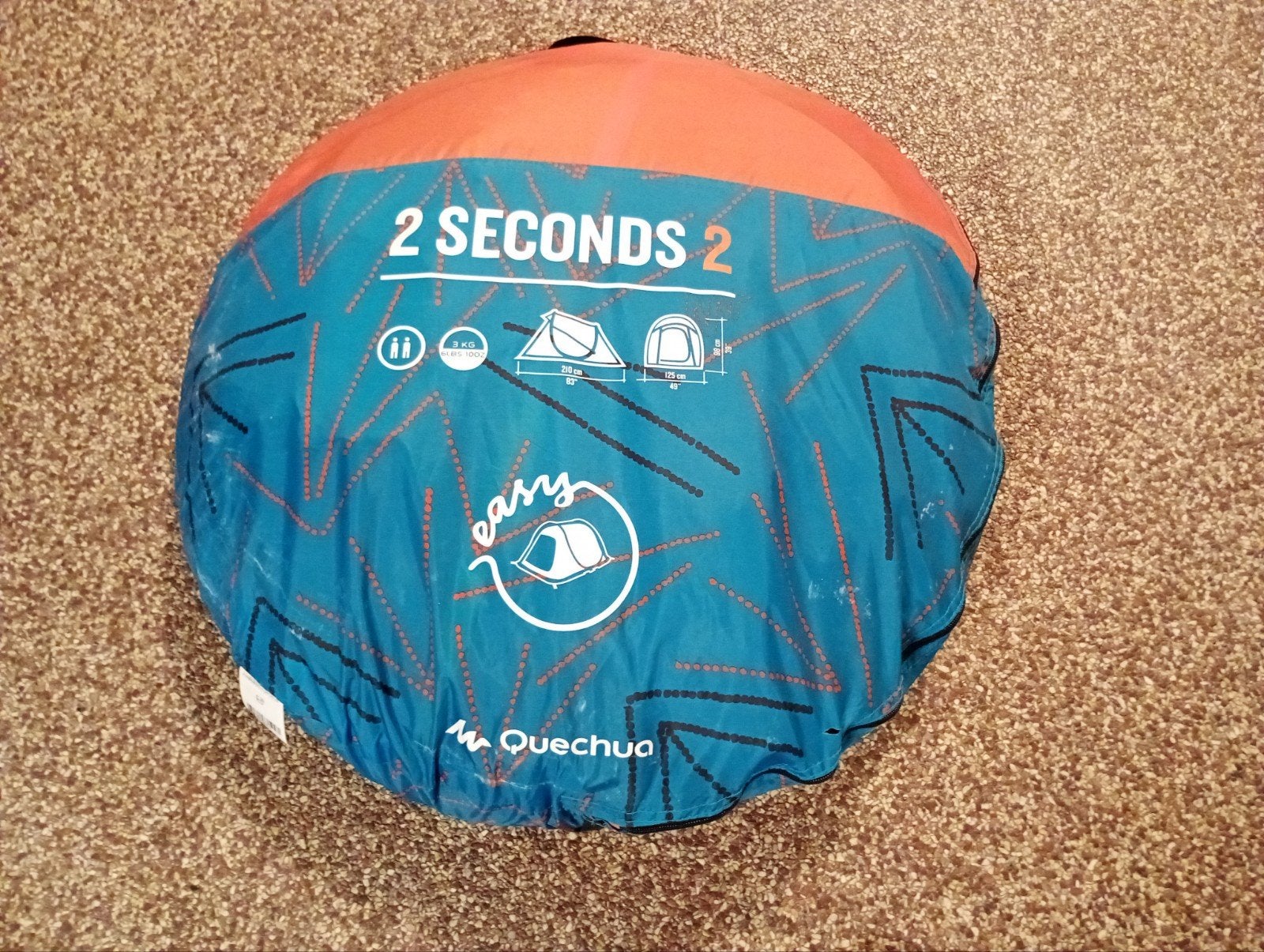 Quechua 2 Seconds Easy 2 persoons werptent, Ophalen of Verzenden, Zo goed als nieuw, Tot en met 2