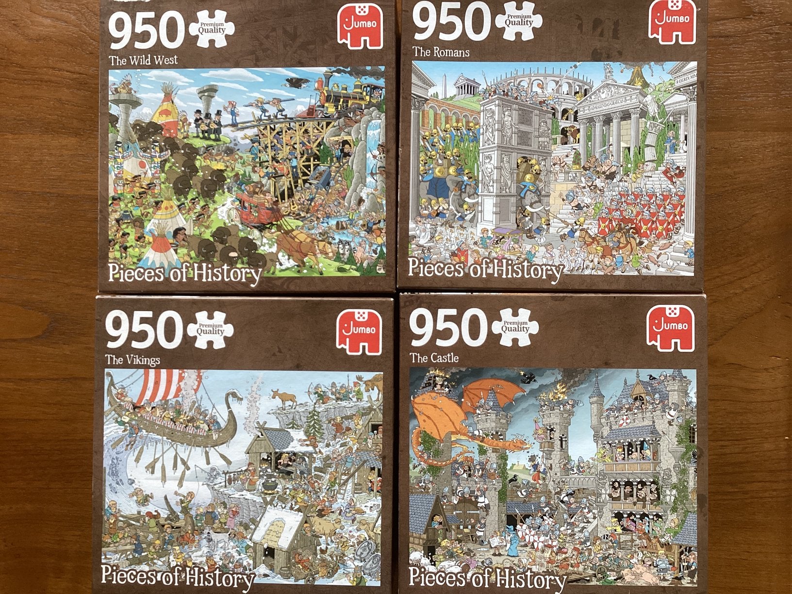 4 Puzzels: Pieces of History. 950 st, Ophalen of Verzenden, 500 t/m 1500 stukjes, Gebruikt, Legpuzzel