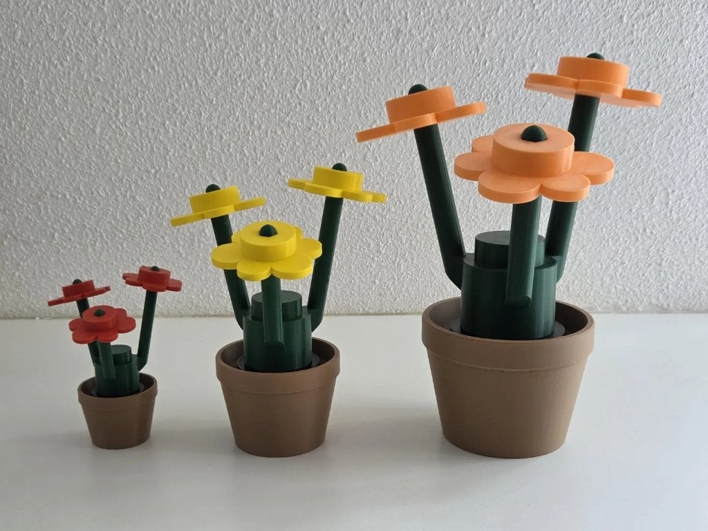 Bouwsteen Bloemenset (Lego®-stijl) met Pot - 3 Maten - Fan-M, Binnen, Nieuw, Handgemaakt, Ophalen of Verzenden