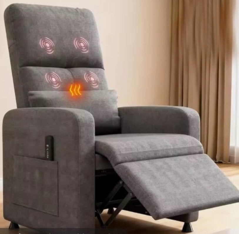 Luxe Massage Relaxfauteuil met Verwarmingsfunctie - Grijs, Huis en Inrichting, Stoelen, Ophalen, Zo goed als nieuw, Modern, Comfort, Relax