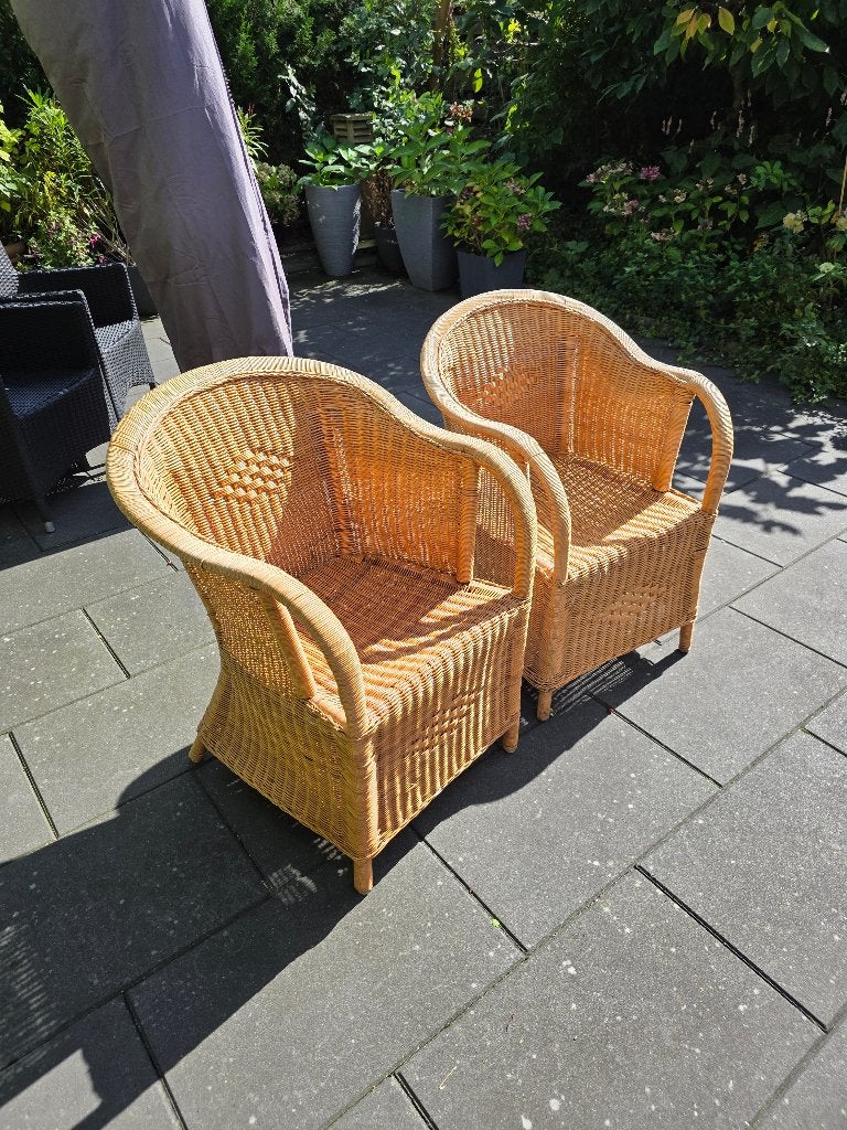 Set van 2 rotan stoelen, Huis en Inrichting, Stoelen, Ophalen, Gebruikt, Twee, Overige kleuren
