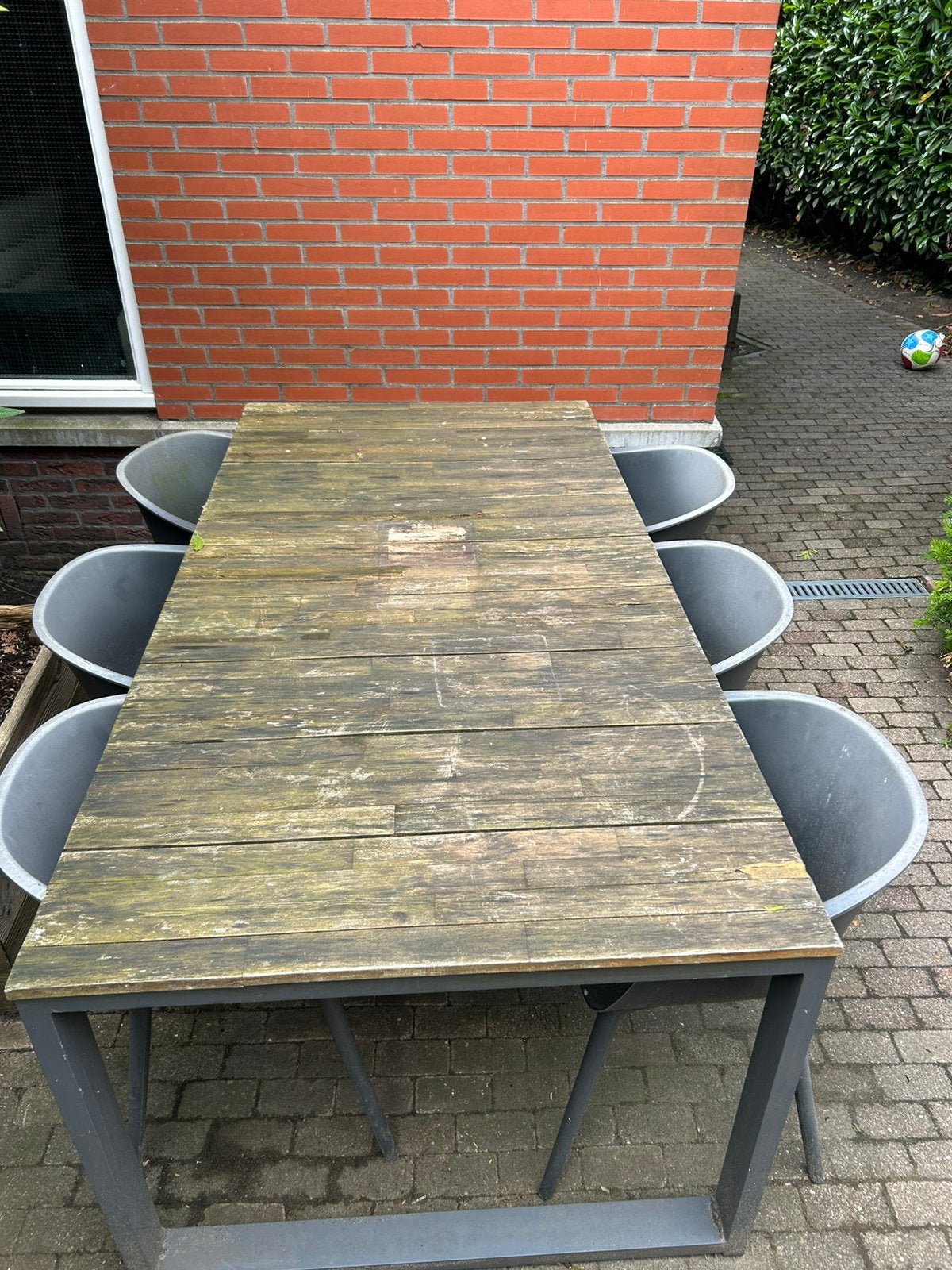 Tuintafel met stoelen GRATIS, Tuin en Terras, Tuintafels, Ophalen, Gebruikt, Rechthoekig, Aluminium