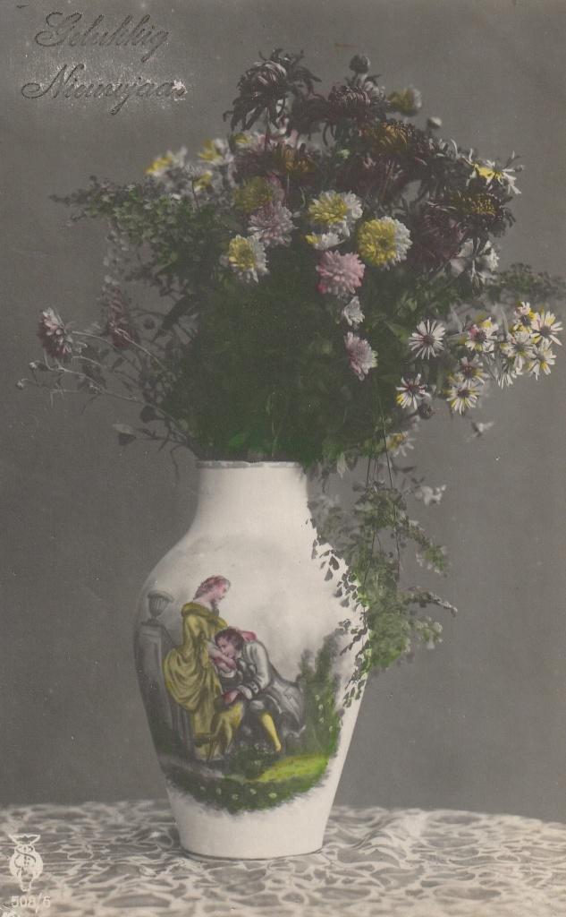 BLOEMVAAS MEISJE BEGIN 1900  ZEER MOOIE OUDE KAART KN337, Verzamelen, Ansichtkaarten | Themakaarten, Verzenden, 1920 tot 1940