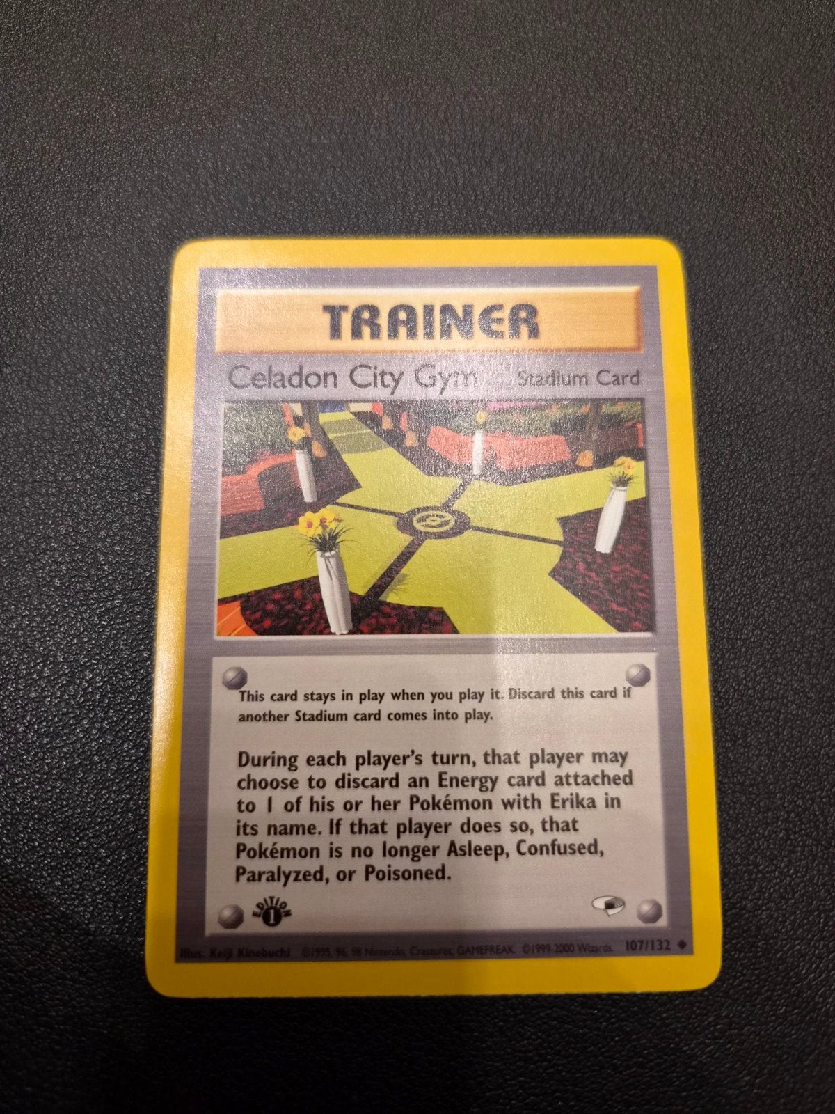 Celadon City Gym Uncommon First Edition Pokémon Kaart, Ophalen of Verzenden, Zo goed als nieuw, Losse kaart