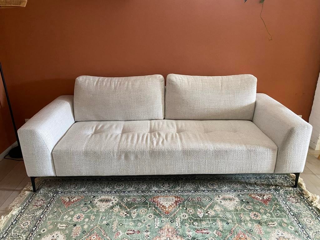 Moderne 3-zitsbank beige, Huis en Inrichting, Banken | Bankstellen, Ophalen, Driepersoons, 75 tot 100 cm, Zo goed als nieuw