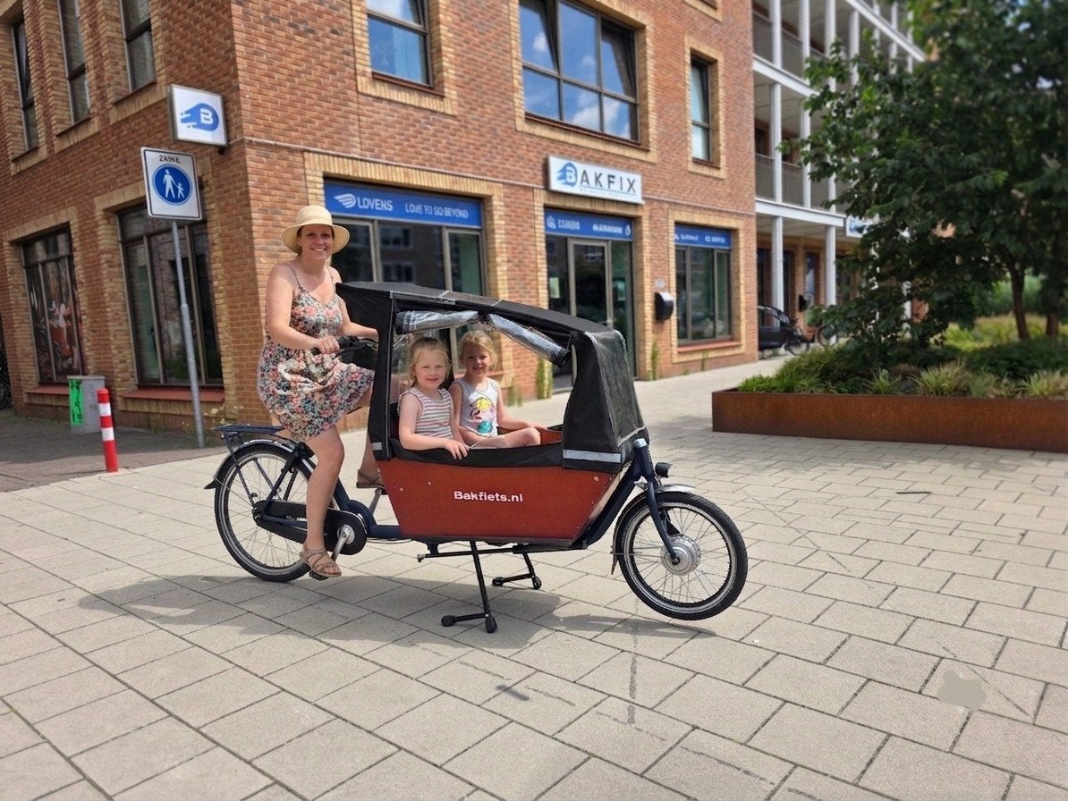 Elektrische bakfiets met toebehoren - Zo goed als nieuw, Fietsen en Brommers, Fietsen | Bakfietsen, Overige merken, Huif, Onbekend