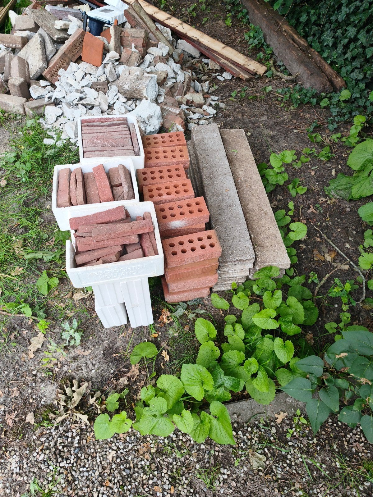 Metselstenen,steenstrips 6 cel betonblokken en opsluitbanden, Ophalen, Bakstenen
