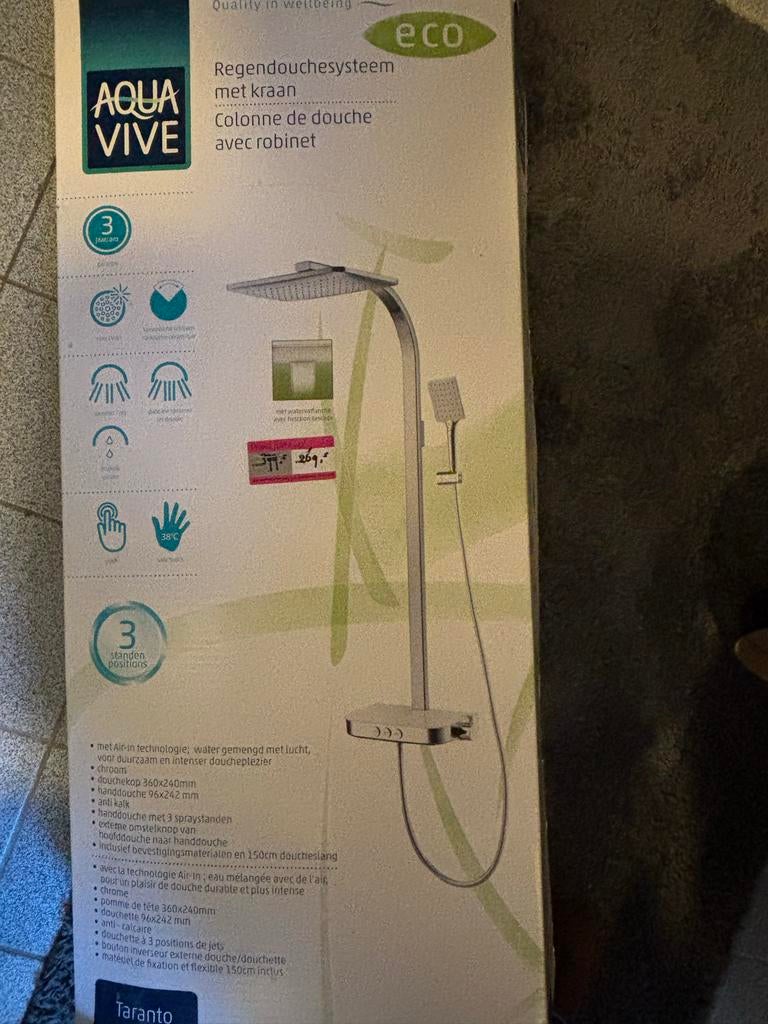 Nieuw regendouchesysteem met kraan - Aqua Vive Taranto, Ophalen, Nieuw, Chroom, Douche