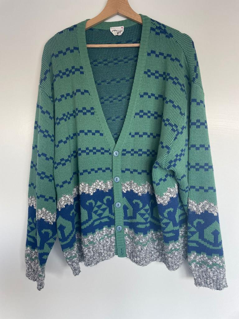 Vintage knitted cardigan L/XL, Ophalen of Verzenden, Zo goed als nieuw, Maat 56/58 (XL)