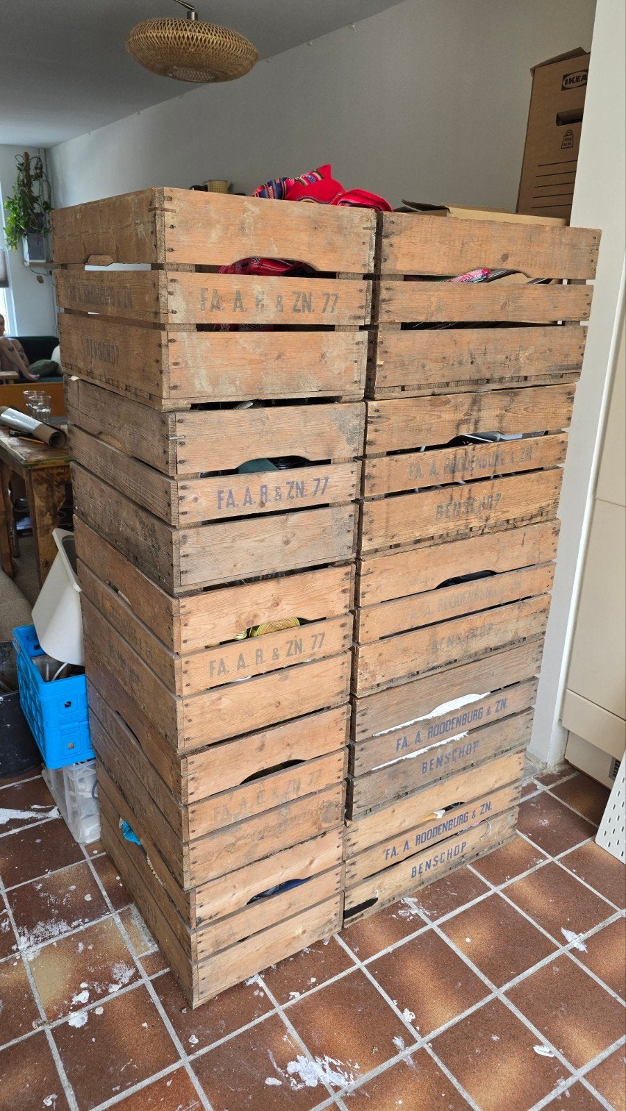 Vintage houten fruitkisten, 12 stuks, Ophalen, Gebruikt, 50 tot 100 cm, Minder dan 50 cm