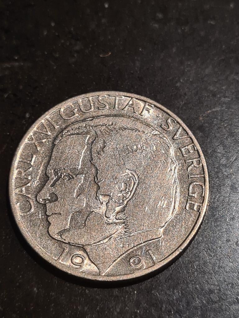 Zweedse 1 Kroon munt 1991 - Koning Gustaf VI Adolf, Ophalen of Verzenden, Overige landen, Losse munt