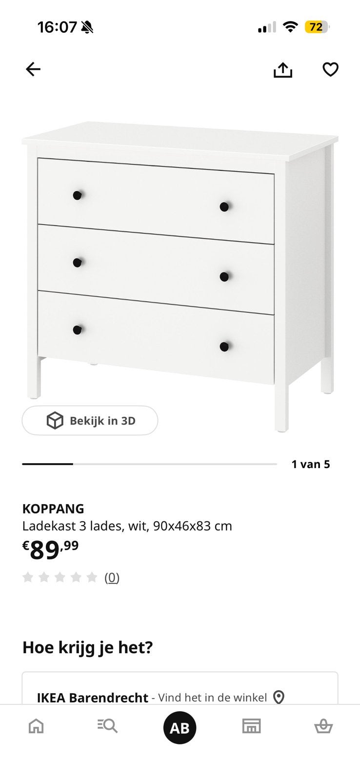 Leuke ikea koppang ladekast!, Ophalen, 50 tot 100 cm, Zo goed als nieuw, 3 of 4 laden