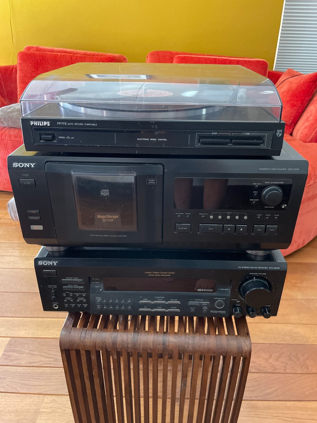 Philips platenspeler, Sony CD-speler en Sony receiver, Ophalen, Philips, Gebruikt, Losse componenten