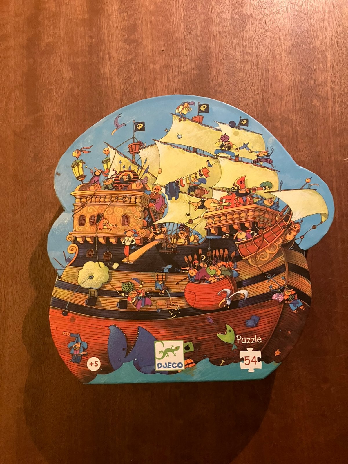Djeco vloer puzzel Het schip van Roodbaard 54 stukken, Ophalen of Verzenden, Meer dan 50 stukjes, Zo goed als nieuw
