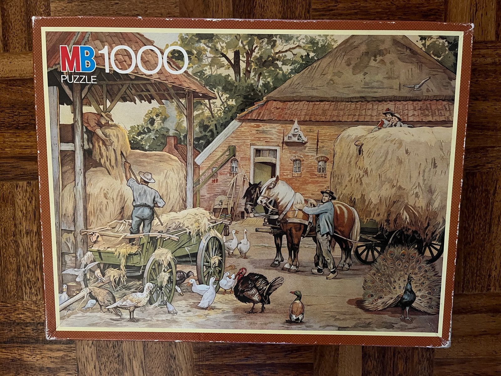 MB 1000 stukjes puzzel - De laatste hooivracht, Ophalen of Verzenden, 500 t/m 1500 stukjes, Gebruikt, Legpuzzel