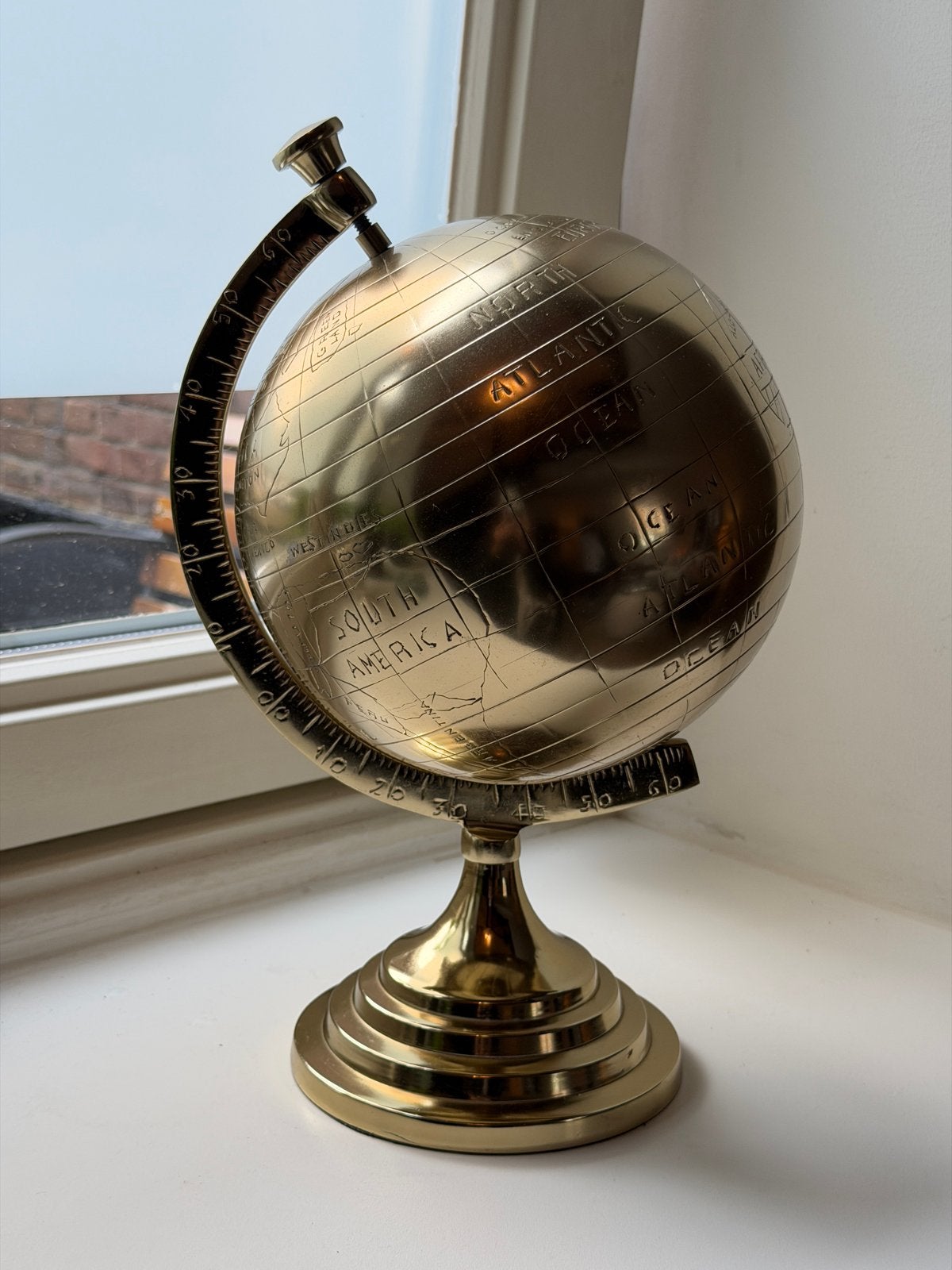 Decoratieve Messing Wereldbol - Vintage Stijl, Draaibaar, Ophalen of Verzenden, Zo goed als nieuw, Metaal