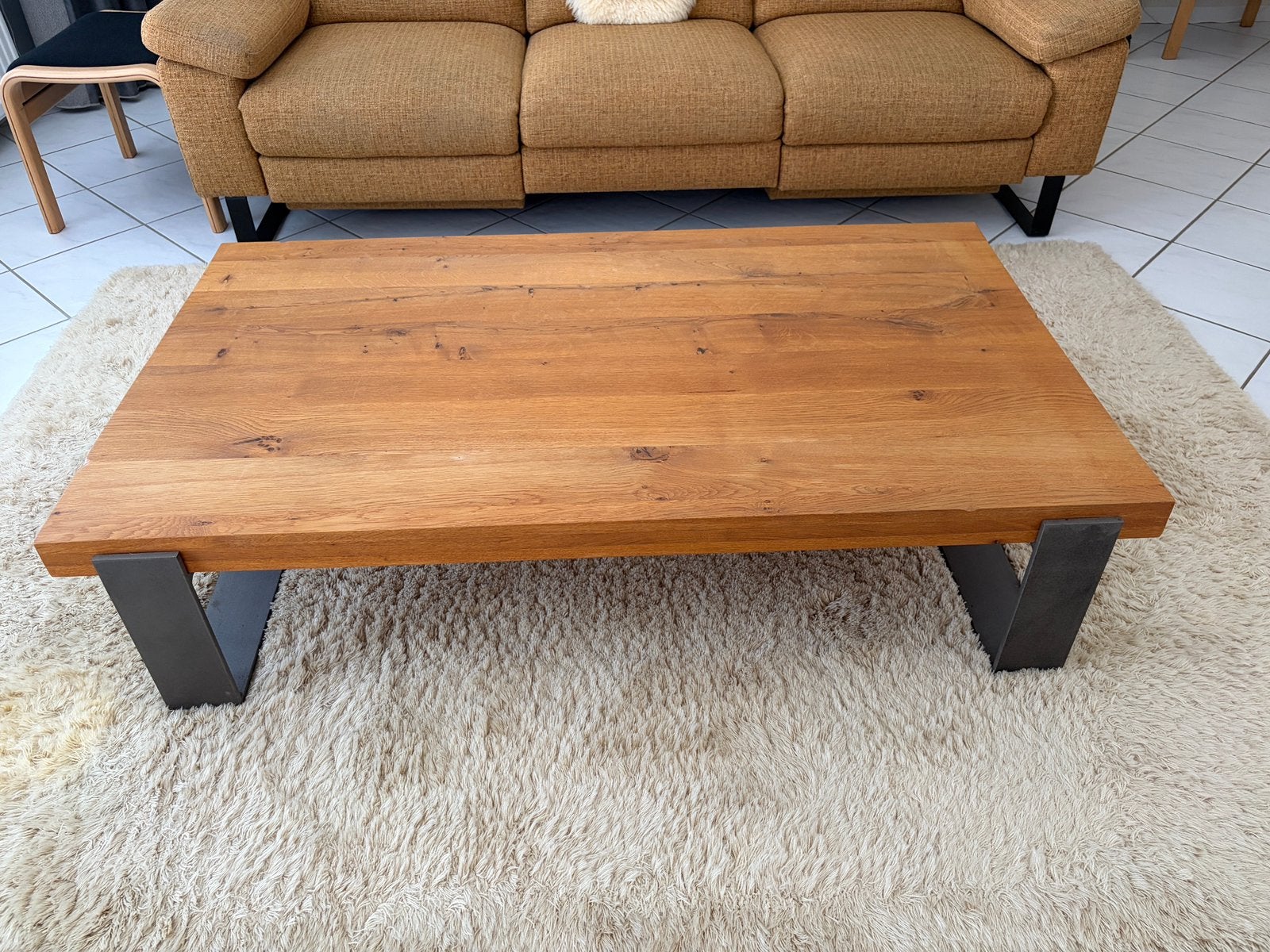 Salontafel, eiken(?) 140x80cm / hgt. 33cm, Ophalen, Gebruikt, 100 tot 150 cm, 50 tot 100 cm