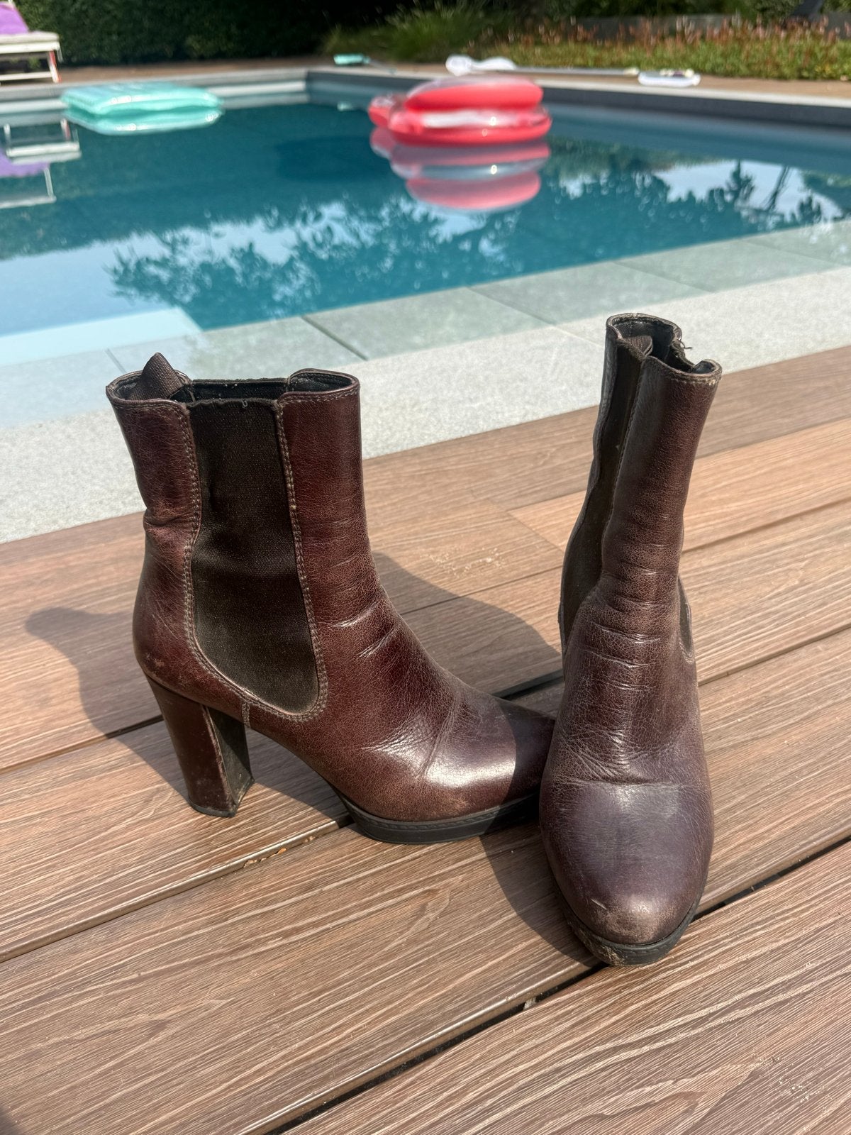 Vintage Prada Hakken - Bruine Leren Enkellaarzen Maat 38, Kleding | Dames, Schoenen, Ophalen of Verzenden, Gedragen, Bruin, Lage of Enkellaarzen