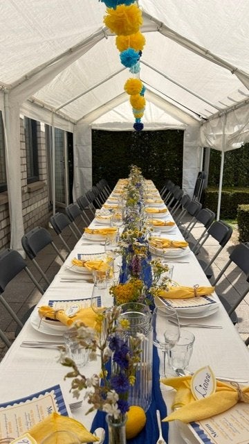 Feestelijke aankleding tafel en servies 20 personen, Ophalen of Verzenden, Zo goed als nieuw, Overige materialen, Overige stijlen