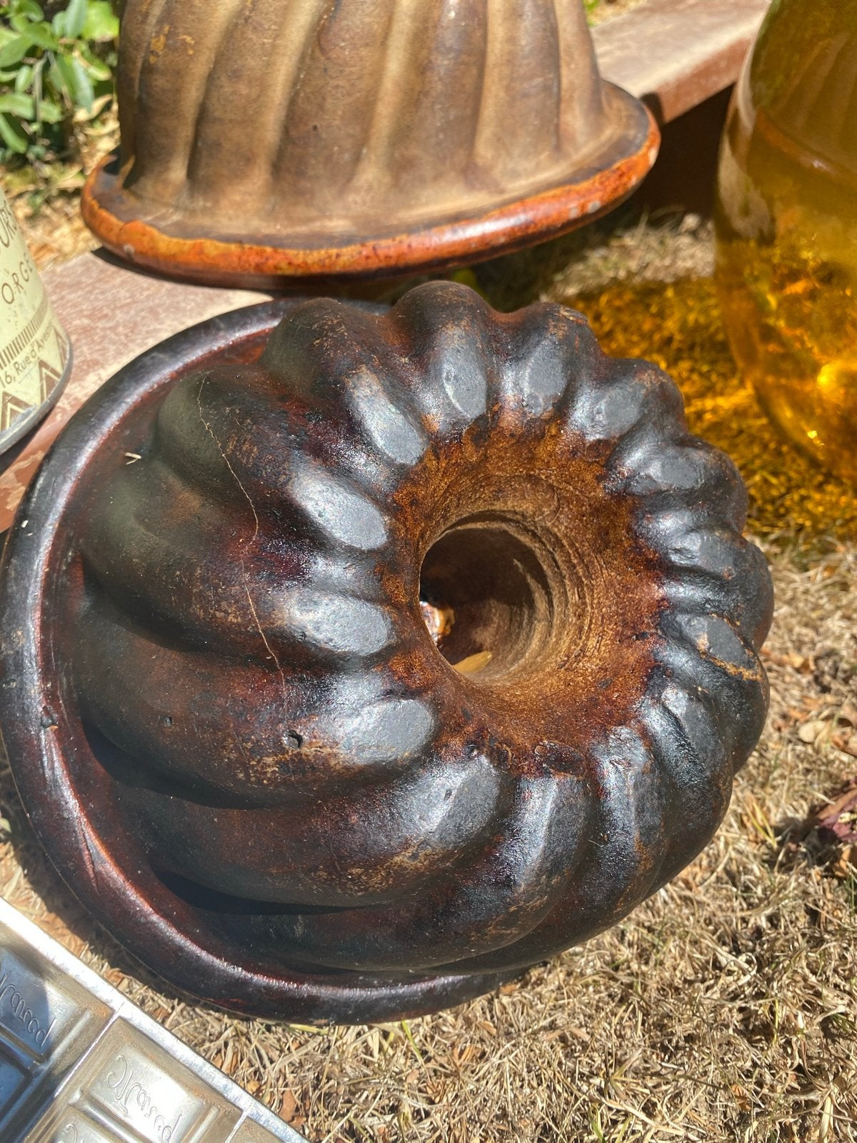 Brocante Franse poffertvorm - donker en mat, Ophalen of Verzenden