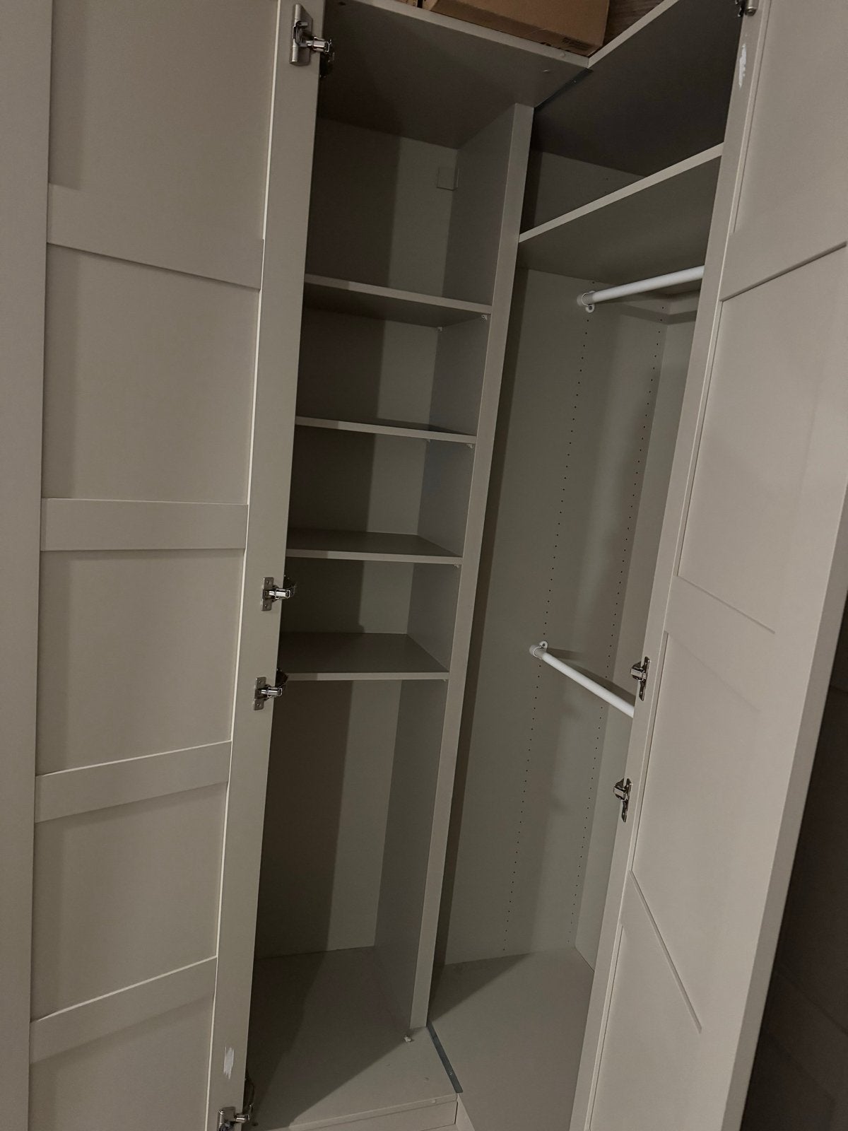 Hoekelement pax grijsbeige + bergsbo deuren, Ophalen, Met plank(en), 100 tot 150 cm, 200 cm of meer