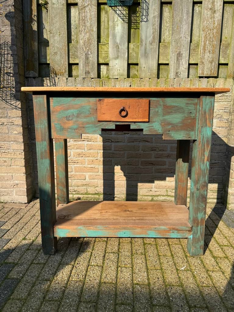 Mexicaans salontafeltje/kastje met lade, Huis en Inrichting, Tafels | Salontafels, Ophalen, Gebruikt, Minder dan 50 cm, 50 tot 100 cm