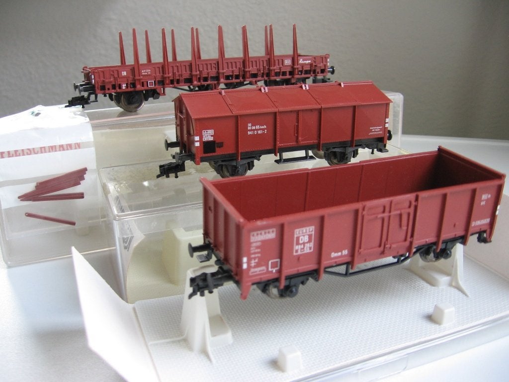 Fleischmann H0. 3 stuks goederenwagons bruin. 5205/5210/5221, Hobby en Vrije tijd, Modeltreinen | H0, Gelijkstroom, Verzenden