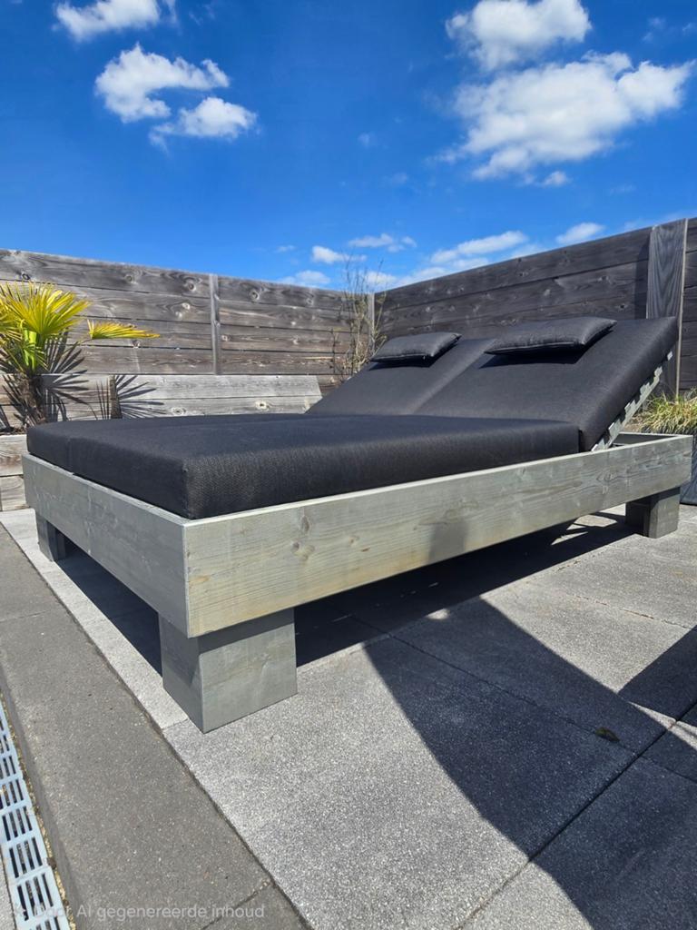 Handgemaakte steigerhouten loungebed (2 persoons ligbed), Tuin en Terras, Ophalen, Nieuw, Hout, Verstelbaar
