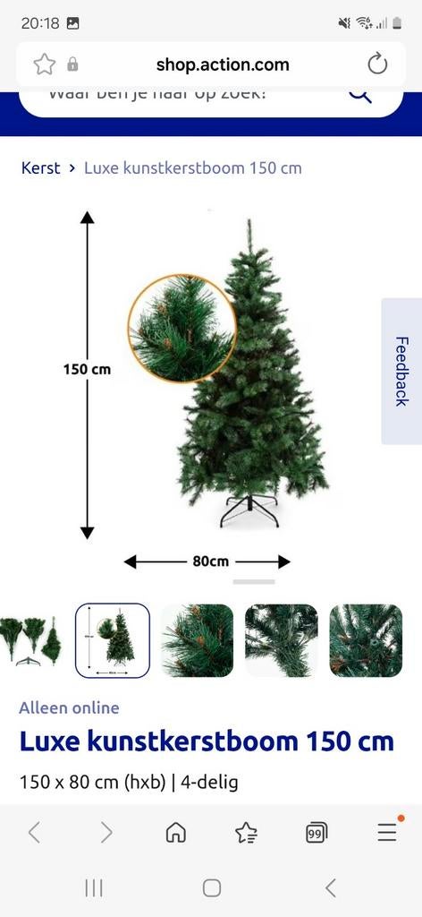 Prachtige hoge kwaliteits kerstboom 150 cm hoog, Diversen, Ophalen of Verzenden, Zo goed als nieuw