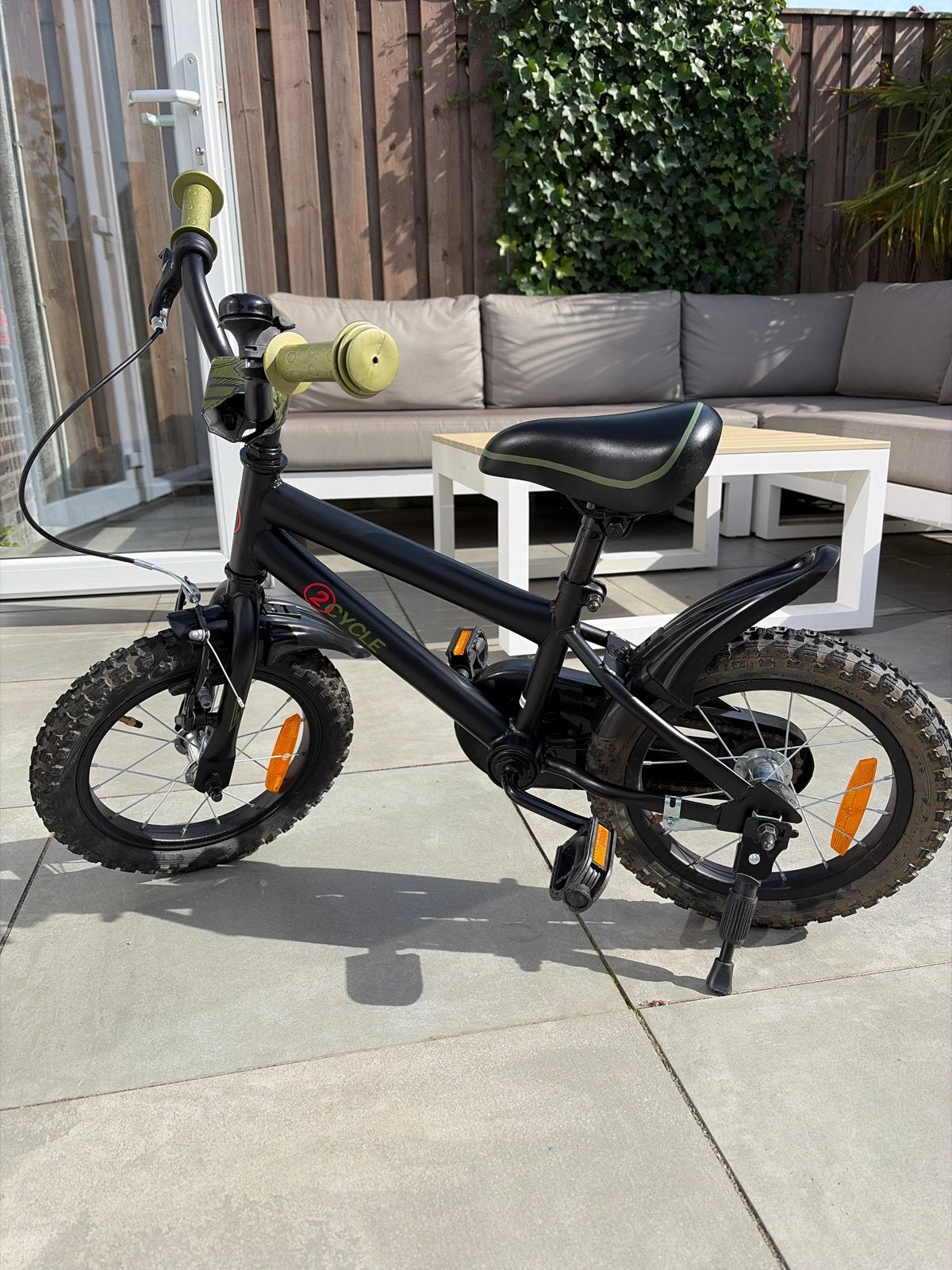 Stoere 2Cycle BMX 14 inch kinderfiets zwart groene accenten, Ophalen, Zo goed als nieuw, Minder dan 16 inch