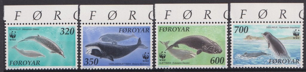 Faeröer 1990 Dolfijnen Wal vissen met TAB, Postzegels en Munten, Verzenden, Postfris, Dier of Natuur